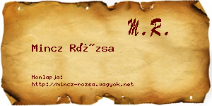 Mincz Rózsa névjegykártya